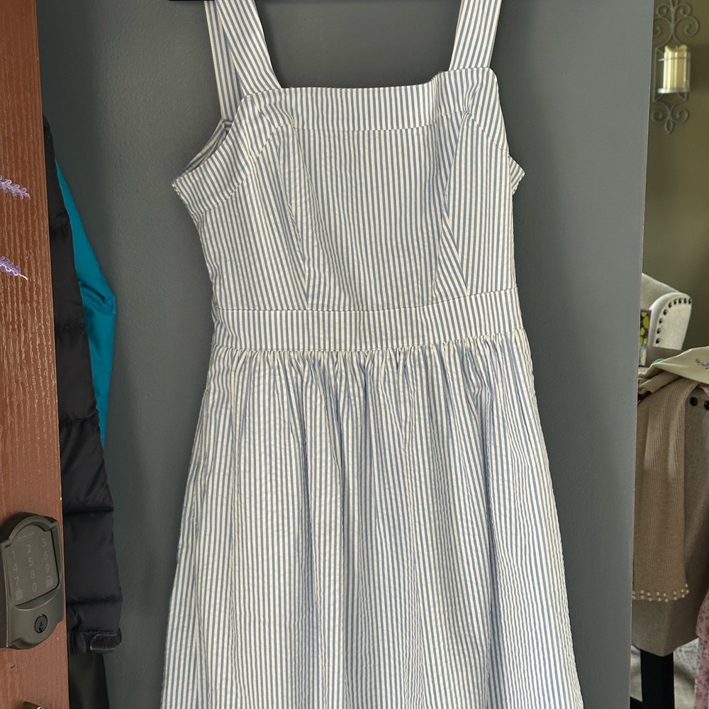 J. Crew Blue and White Striped Dress
